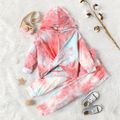 2-piece Toddler Girl Tie Dyed Twist Front Hoodie Sweatshirt and Elasticized Pants Set Pink image 1