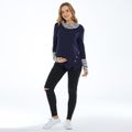 Maternity Thanksgiving Contrast Striped Round Neck Long-sleeve T-shirt Black
