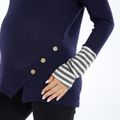 Maternity Thanksgiving Contrast Striped Round Neck Long-sleeve T-shirt Black