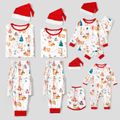 Allover Elk Christmas Tree Print Long-sleeve Family Matching Pajamas Sets (Flame Resistant) White