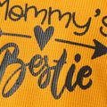 Baby Girl Letter Print Solid Waffle Long-sleeve Jumpsuit Yellow image 2