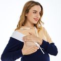 Nursing Colorblock Long-sleeve Drawstring Hoodie Color block