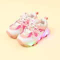 Toddler / Kid Pink Mesh Panel Elastic Shoelaces LED Sports Shoes Pink