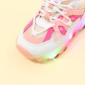 Toddler / Kid Pink Mesh Panel Elastic Shoelaces LED Sports Shoes Pink