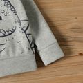 Toddler Boy Animal Dinosaur Print Zipper Design Gray Hoodie Sweatshirt Light Grey