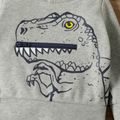 Toddler Boy Animal Dinosaur Print Zipper Design Gray Hoodie Sweatshirt Light Grey