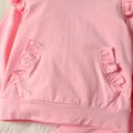 2-piece Toddler Girl Ruffled Solid Color Hoodie Sweatshirt and Pants Set Pink