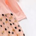 Sequined Butterfly Print Mesh with Star Allover Layered Long-sleeve Pink Toddler Dress Pink