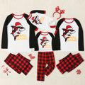 Christmas Shark and Letters Print Family Matching Raglan Long-sleeve Pajamas Sets (Flame Resistant) Black/White/Red