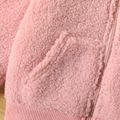 Toddler Girl Cute Rabbit Pattern Ear Design Zipper Fuzzy Coat Pink