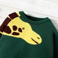 Baby Boy/Girl Cartoon Giraffe Pattern Dark Green Long-sleeve Knitted Jumpsuit Dark Green