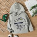 Toddler Boy Animal Dinosaur Print Zipper Design Gray Hoodie Sweatshirt Light Grey image 1