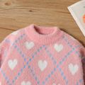 Toddler Girl Heart Pattern Sweet Sweater Light Pink image 4