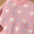 Toddler Girl Heart Pattern Sweet Sweater Light Pink