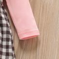 Baby Pink Long-sleeve Splicing Plaid Dress Pink