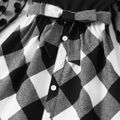 Sibling Matching Black Plaid Splicing Polka Dots Mesh Puff Long-sleeve Sets Black