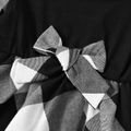 Sibling Matching Black Plaid Splicing Polka Dots Mesh Puff Long-sleeve Sets Black