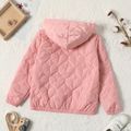 Kid Girl Textured Zipper Solid Color Hooded Coat Pink image 3