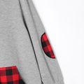 Women Plus Size Casual Christmas Plaid Pocket Design Hoodie Sweatshirt Light Grey