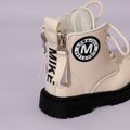 Toddler / Kid Letter Graphic Detail Solid Color Perforated Lace-up Back Zipper Boots Beige