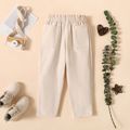 Toddler Girl 100% Cotton Solid Color Straight Paperbag Pants Apricot