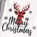 Christmas Reindeer and Letter Print Family Matching Grey Raglan Long-sleeve Pajamas Sets (Flame Resistant) flowergrey