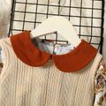 2-piece Toddler Girl Doll Collar Cable Knit Vest Coat and Floral Print Long-sleeve Dress Set Apricot