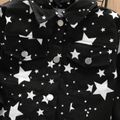 Toddler Boy Stars Print Lapel Collar Button Design Jacket Black