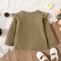 Toddler Girl Ruffled Button Design Solid Color Jacket Green