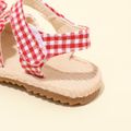 Toddler Plaid Print Bow Decor Velcro Sandals Red