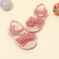 Toddler Plaid Print Bow Decor Velcro Sandals Red