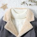 Kid Boy/Kid Girl Double Breasted Lapel Collar Fleece Lined Jacket Coat Dark Grey image 3