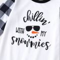 Christmas Snowman Face and Letter Print Family Matching Raglan Long-sleeve Plaid Pajamas Sets (Flame Resistant) Black/White image 5