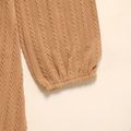 Kid Girl Cable Knit Textured Button Design Long-sleeve Dress Khaki image 5