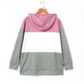 Women Plus Size Elegant Colorblock Drawstring Hoodie Sweatshirt Color block
