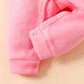 Baby Girl Cartoon Animal Pattern Fleece Lined Long-sleeve Jumpsuit Pink