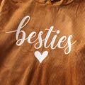 Letter Embroidered Brown Long-sleeve Hoodies with Pants Sets for Mom and Me Brown