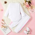 2pcs Baby Girl Love Heart and Letter Print Long-sleeve Romper with Trousers Set White image 3