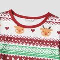 Christmas All Over Print Red Round Neck Long-sleeve Fleece Lined Pullover for Mom and Me Red/White