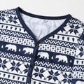 Christmas All Over Print Dark Blue Family Matching Long-sleeve Pajamas Sets (Flame Resistant) Dark Blue