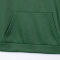 Women Plus Size Casual Letter Print Pocket Design Drawstring Hoodie Sweatshirt Dark Green