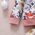 2-piece Kid Girl Floral Print Raglan Sleeve Sweatshirt and Colorblock Pants Set Pink