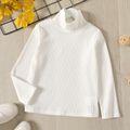 Kid Girl Turtleneck Solid Color Long-sleeve Ribbed Tee White image 1