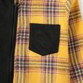 Kid Boy Striped Webbing Textured Sweatshirt/ Striped Pants/ Plaid Colorblock Hooded Jacket Yellow image 4