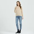 Khaki Minimalist V-neck Long-sleeve Sweater Khaki