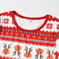 Allover Christmas Animal Geometric Digital Printing Red Family Matching Long-sleeve Pajamas Sets(Flame Resistant) Red