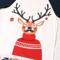 Christmas Cartoon Reindeer Print Family Matching Raglan Long-sleeve Pajamas Sets (Flame Resistant) Dark Blue/white image 3