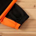 2-piece Kid Boy Letter Print Colorblock Hoodie Sweatshirt and Pants Set Orange