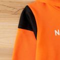2-piece Kid Boy Letter Print Colorblock Hoodie Sweatshirt and Pants Set Orange