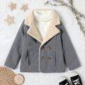 Kid Boy/Kid Girl Double Breasted Lapel Collar Fleece Lined Jacket Coat Dark Grey